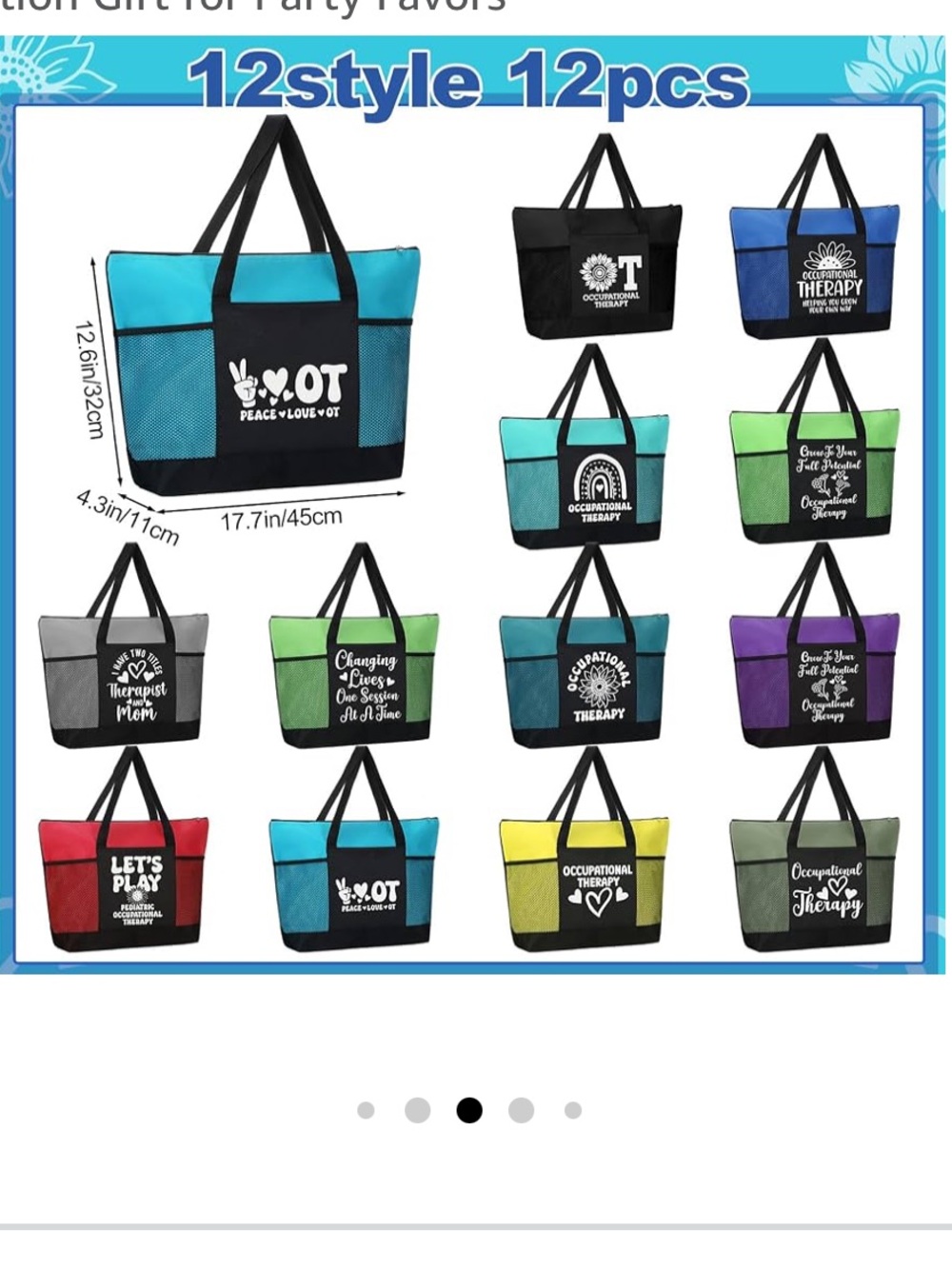 Occupational Therapy Logo Tote Bag - Black and Teal Options